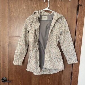 Wheat Women's Printed Hooded Trench Coat in Light Beige